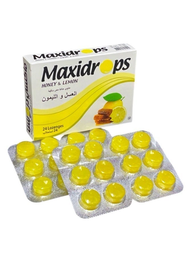 Maxidrops Honey & Lemon Lozenges, 24 pieces - Image 1